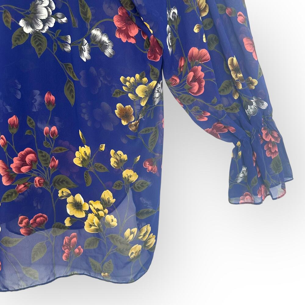 Victoria's Secret Vintage Gold Label Women Sheer Floral Ruffle Tunic Top S Blue - Picture 6 of 10